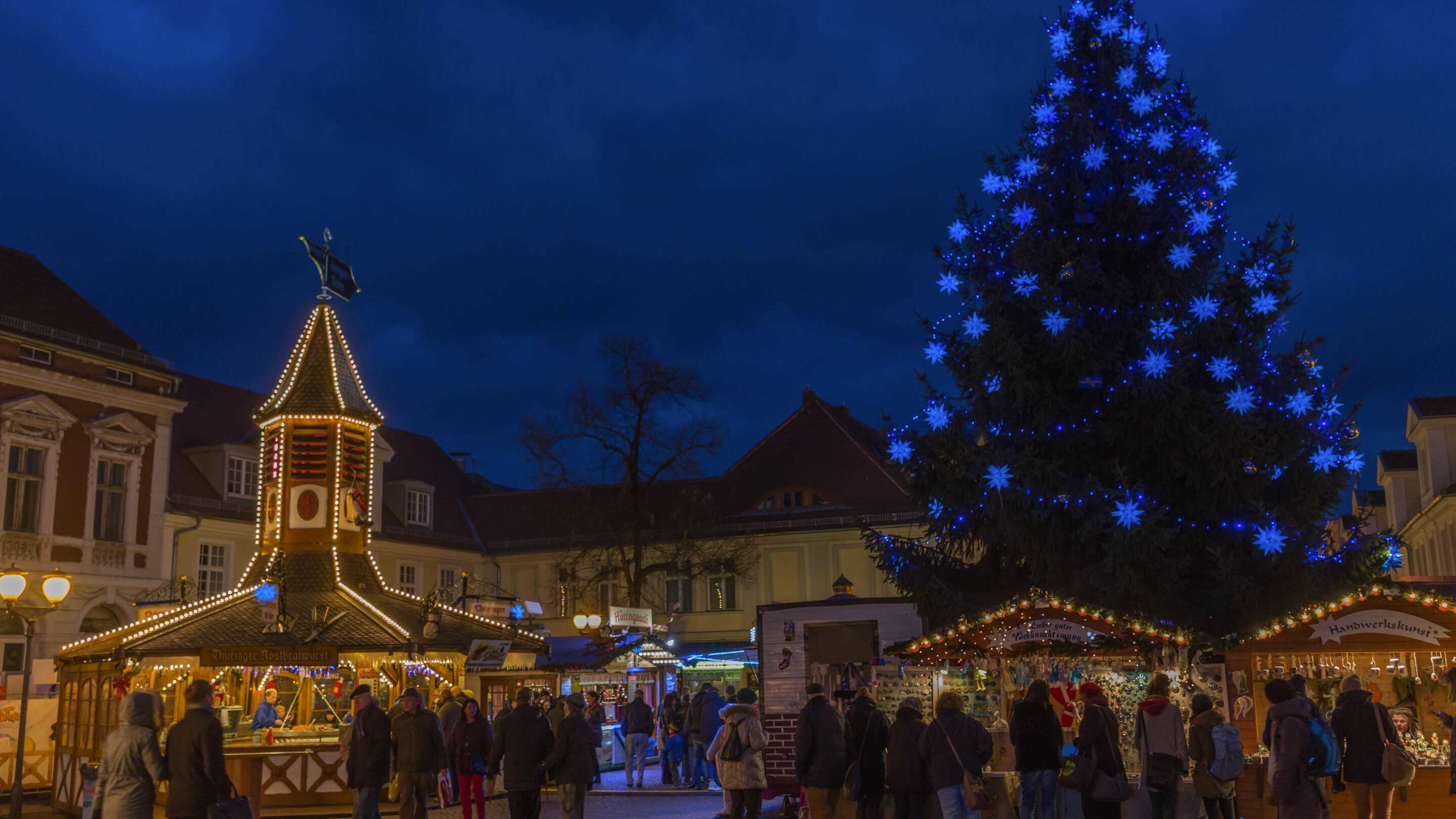 Brandenburg in the glow of Christmas lights