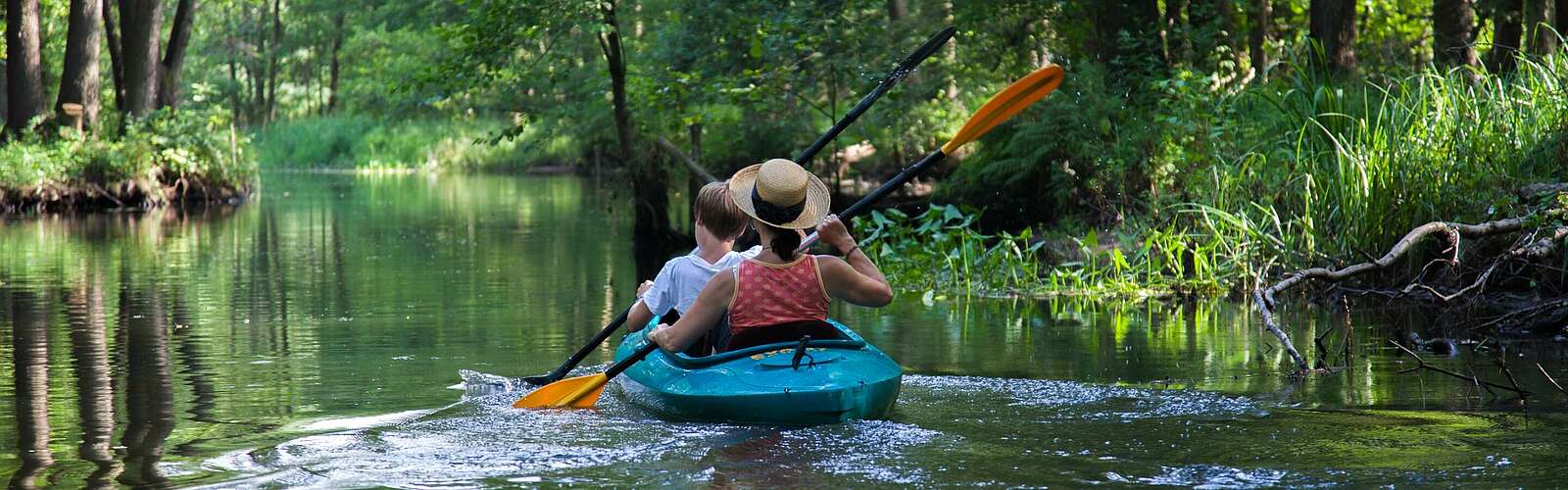 Paddeln im Spreewald,
        
    

        Foto: TMB-Fotoarchiv/Peter Becker