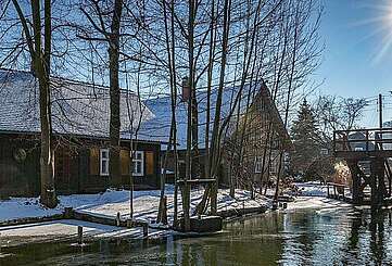Winterliches Lehde im Spreewald